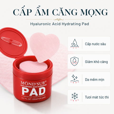 MONDSUB Toner Pad Hyaluronic Acid Cấp Ẩm 120 ml | Mond'sub Hyaluronic Acid Toner Pad
