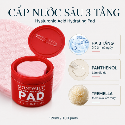 MONDSUB Toner Pad Hyaluronic Acid Cấp Ẩm 120 ml | Mond'sub Hyaluronic Acid Toner Pad