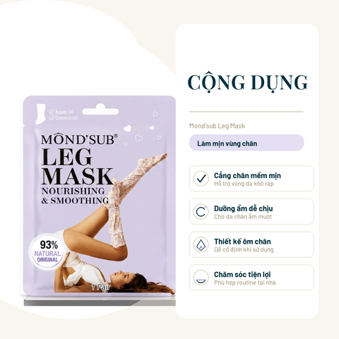 MONDSUB Mặt Nạ Ủ Cẳng Chân Dầu Argan & Dầu Dừa 1 Đôi | Mond'sub Argan Coconut Leg Mask