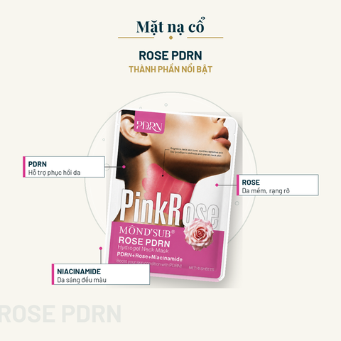 MONDSUB Mặt Nạ Cổ Hydrogel Rose PDRN 1 Miếng | Mond'sub Rose PDRN Neck Mask