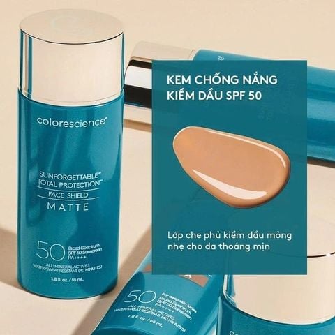 COLORESCIENCE Kem Chống Nắng Khoáng Kiểm Soát Dầu Matte SPF50 55 ml | Sunforgettable® Total Protection® Face Shield Matte SPF 50