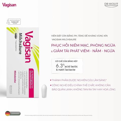 VAGISAN Viên đặt cân bằng PH Xuất xứ Đức 7 viên - Vagisan Milchsäure