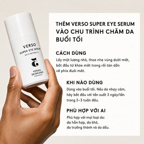 VERSO Tinh Chất Dưỡng Mắt Retinol 8 Giúp Trẻ Hoá Vùng Mắt 15 ml | Verso Retinol 8 Super Eye Serum