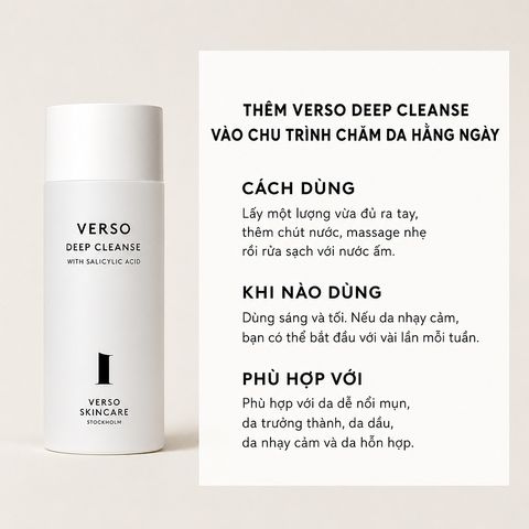 VERSO Gel Rửa Mặt Làm Sạch Sâu BHA 150 ml | Verso Deep Cleanse