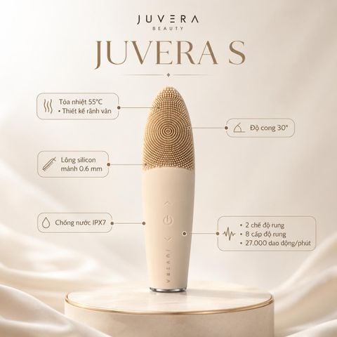 JUVERA S Máy Rửa Mặt Tỏa Nhiệt Và Massage 1 bộ | Juvera S Premium Nude Limited