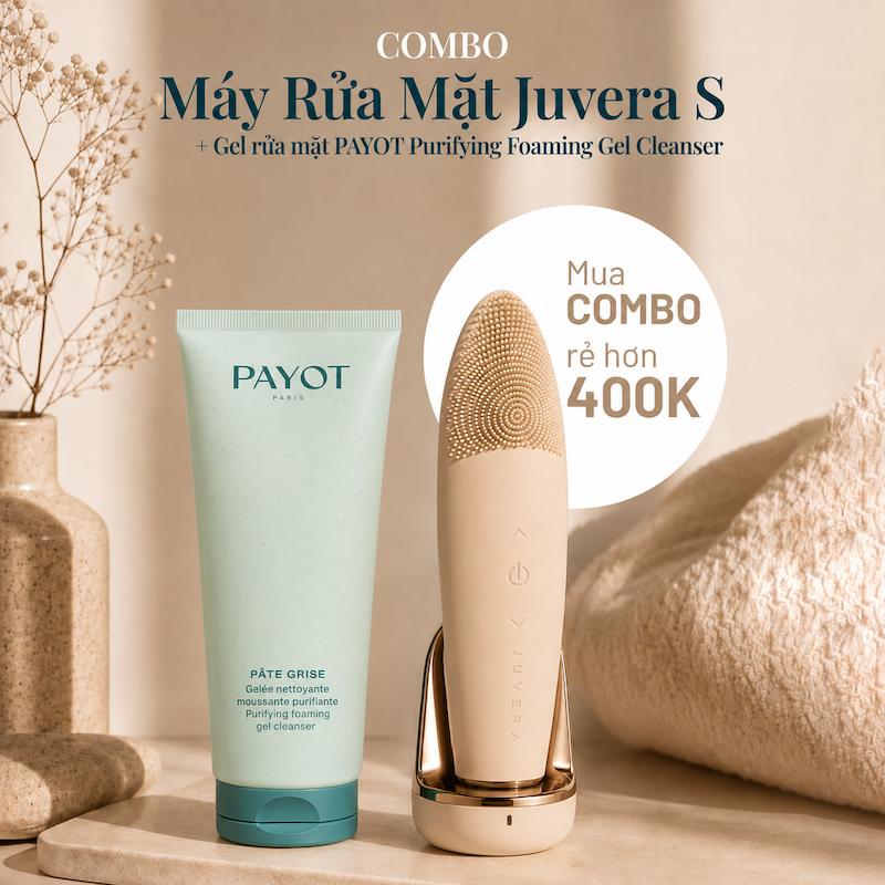 Combo Máy Rửa Mặt Juvera S Kèm Gel Rửa Mặt PAYOT Purifying Foaming Gel Cleanser