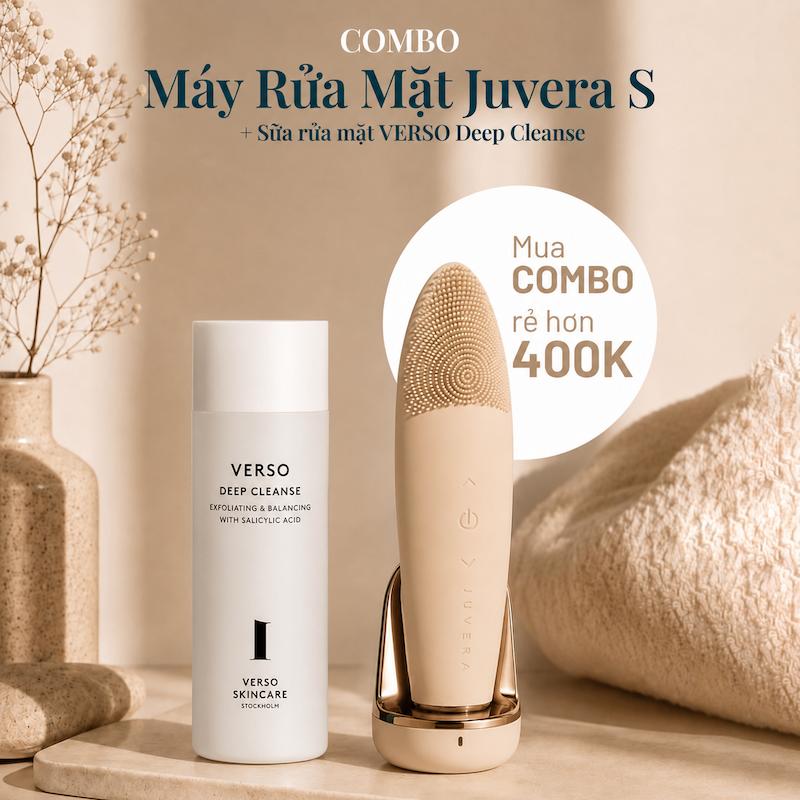 Combo Máy Rửa Mặt Juvera S Kèm Gel Rửa Mặt BHA VERSO Deep Cleanse