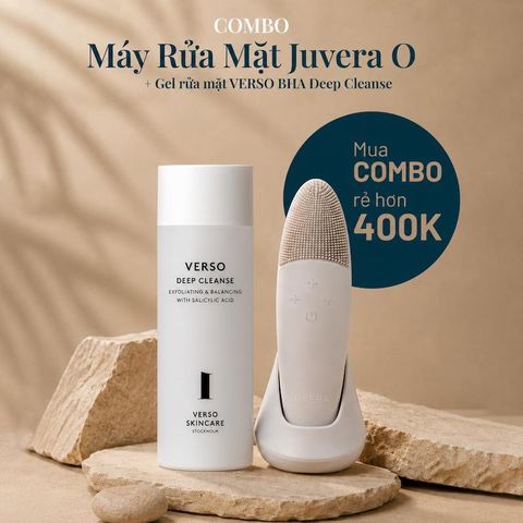 Combo Máy Rửa Mặt Juvera O Kèm Gel Rửa Mặt BHA VERSO Deep Cleanse