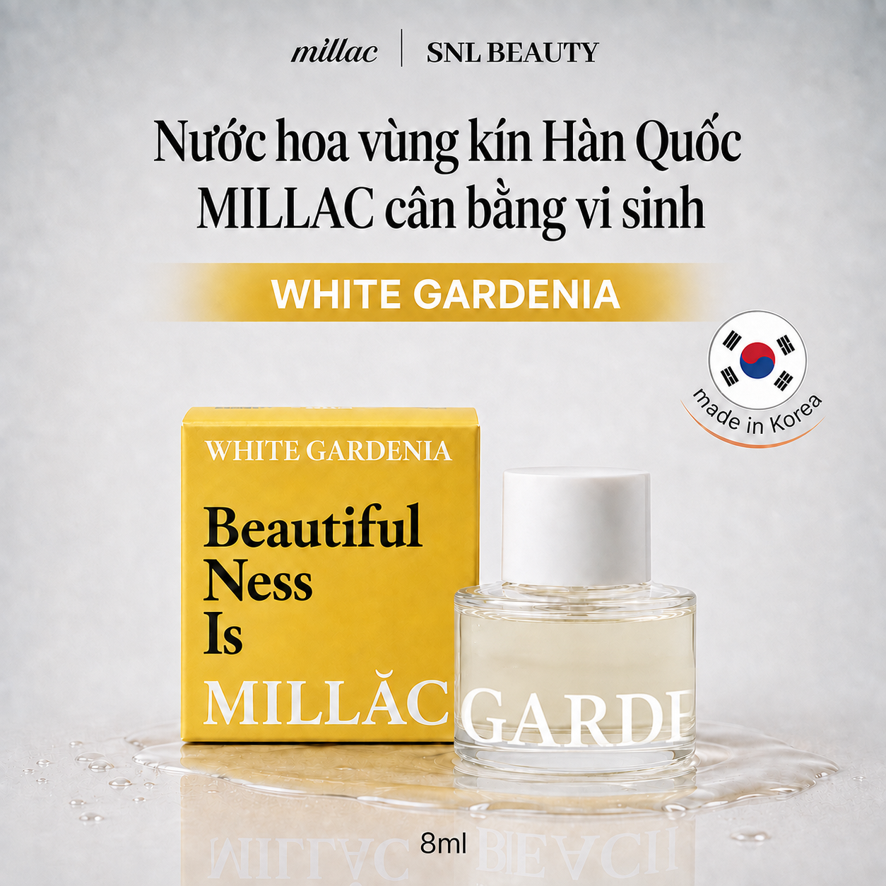 MILLAC Nước Hoa Vùng Kín White Gardenia 8 ml | Millac Probiotics III Intimate Perfume White Gardenia