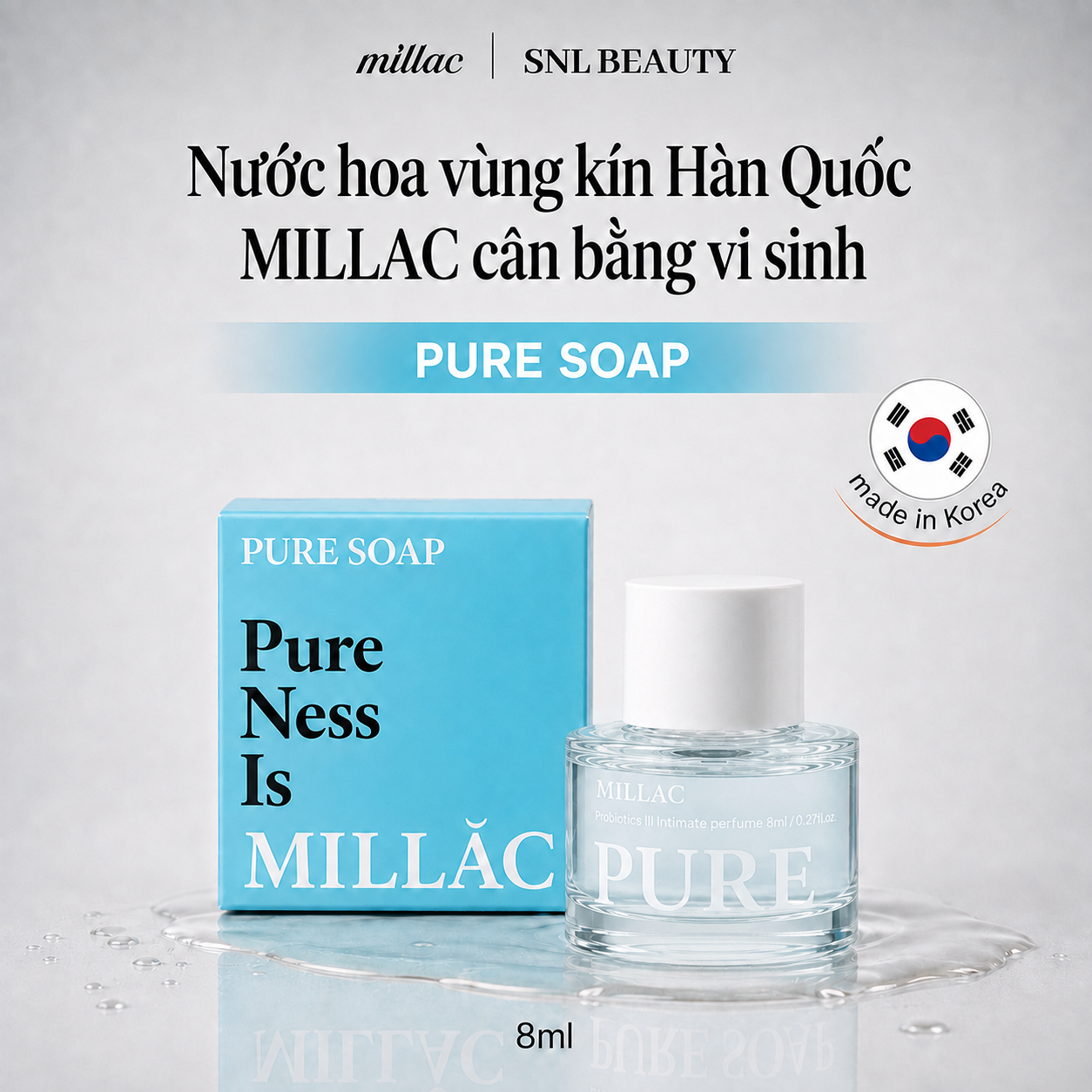 MILLAC Nước Hoa Vùng Kín Pure Soap 8 ml | Millac Probiotics III Intimate Perfume Pure Soap