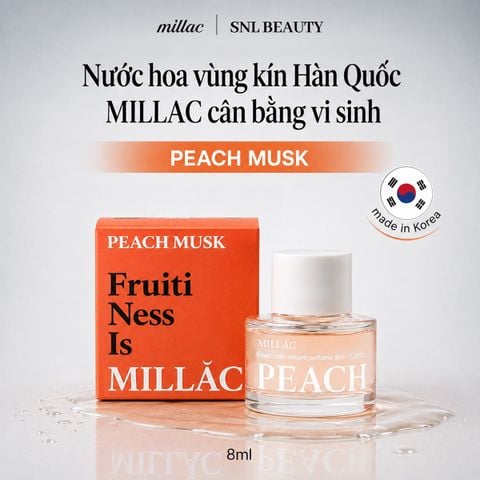 MILLAC Nước Hoa Vùng Kín Peach Musk 8 ml | Millac Probiotics III Intimate Perfume Peach Musk