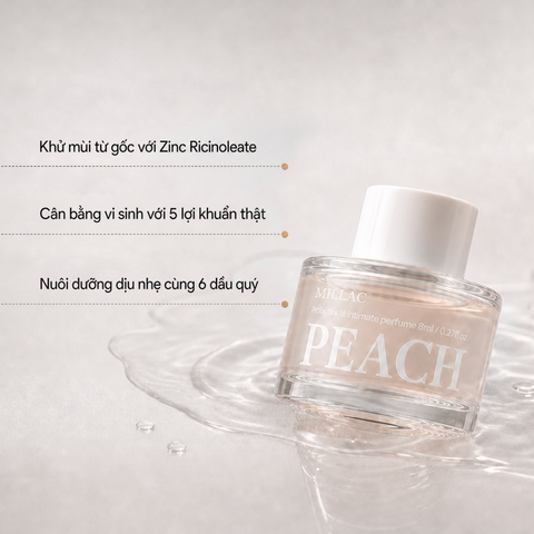 MILLAC Nước Hoa Vùng Kín Peach Musk 8 ml | Millac Probiotics III Intimate Perfume Peach Musk