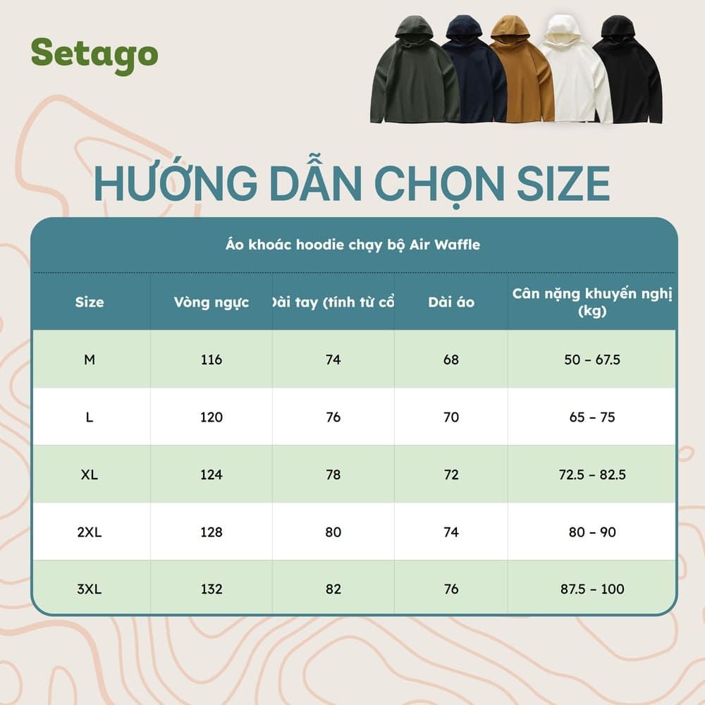 Áo hoodie chạy bộ Air Waffle Setago thoáng khí