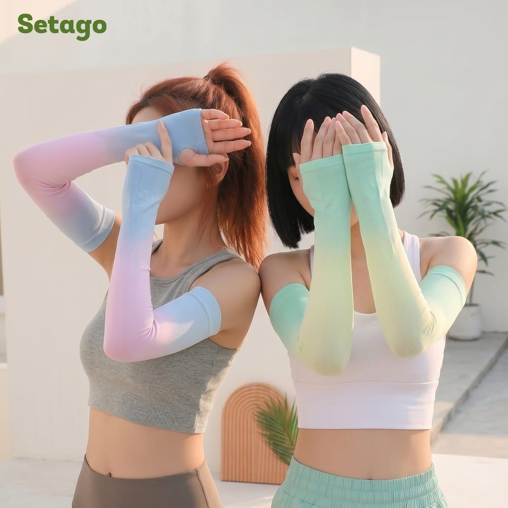 Găng tay chống nắng Ombre SPF 50+ chất vải lụa băng co giãn, mát lạnh, thấm hút nhanh khô