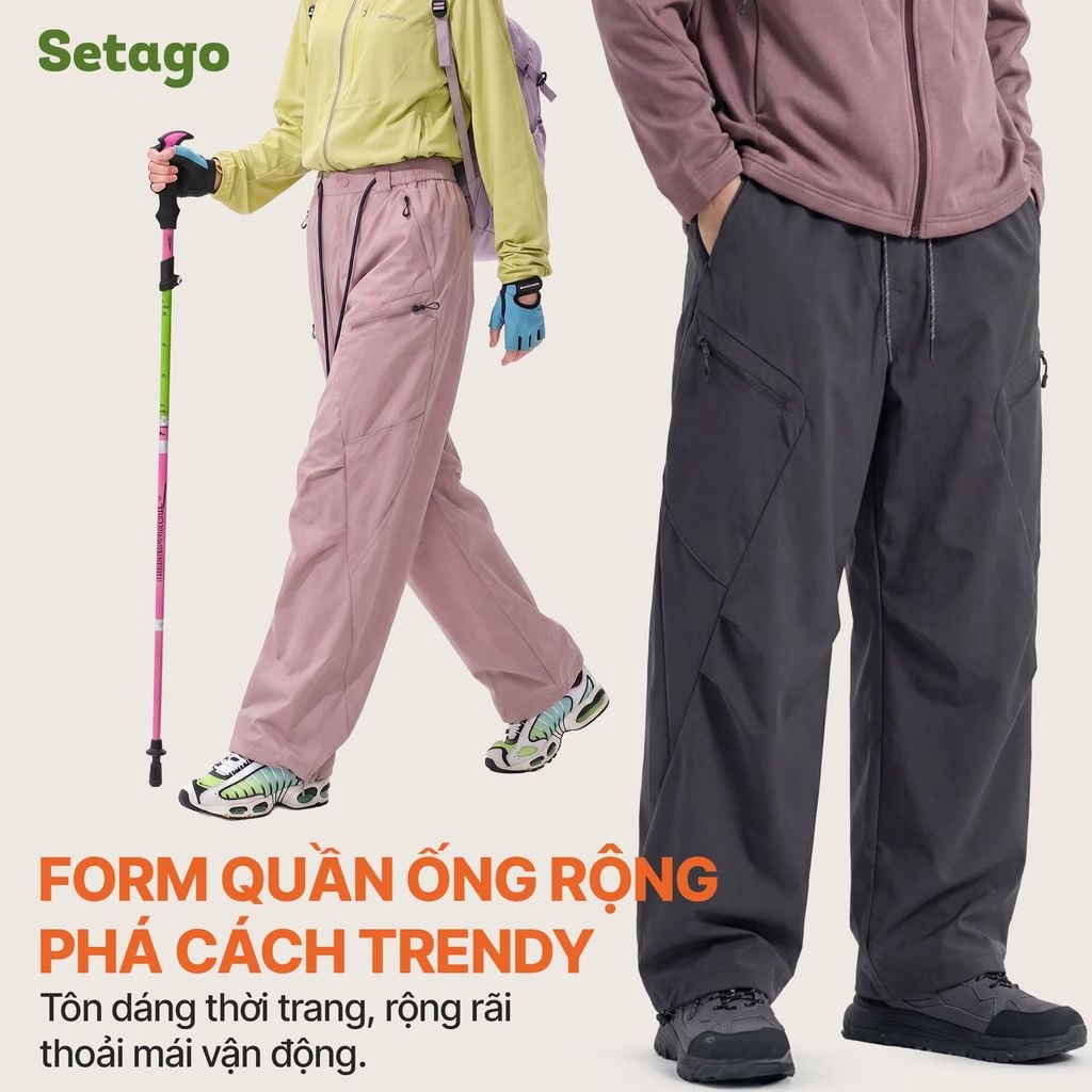 Quần dã ngoại ống cong Gemma vải gió kháng nước, nhẹ thoáng, thời trang