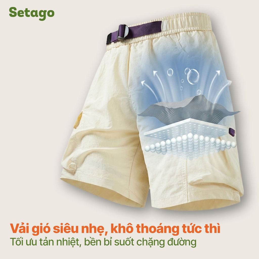 Quần short gió túi hộp unisex Nomad Cargo siêu nhẹ nhanh khô dã ngoại