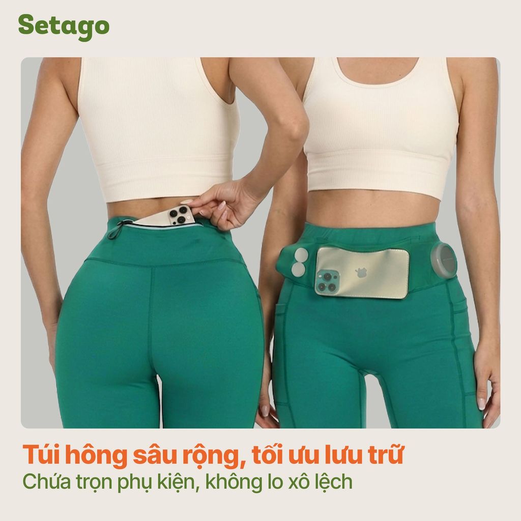Quần legging ngắn nữ FlexRun siết eo tôn dáng siêu co giãn thể thao