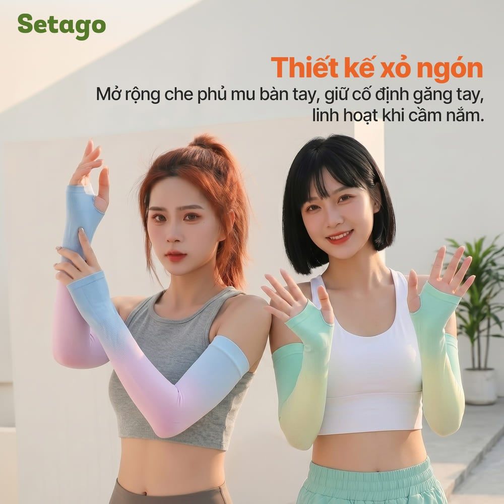 Găng tay chống nắng Ombre SPF 50+ chất vải lụa băng co giãn, mát lạnh, thấm hút nhanh khô