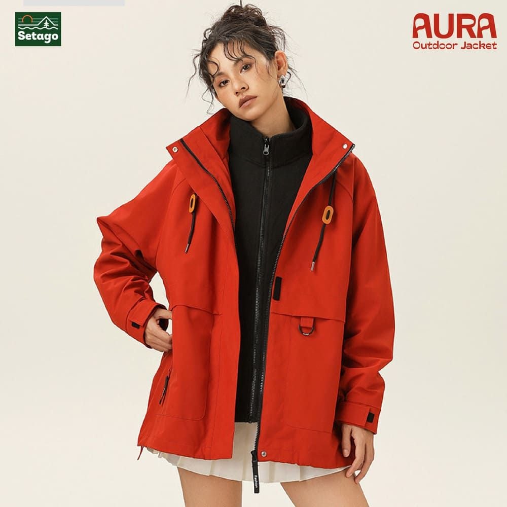 Áo khoác dã ngoại Aura - dáng oversize năng động với cổ cao giúp chống gió, chống thấm nước, chống nắng tối ưu