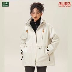Áo khoác dã ngoại Aura - dáng oversize năng động với cổ cao giúp chống gió, chống thấm nước, chống nắng tối ưu
