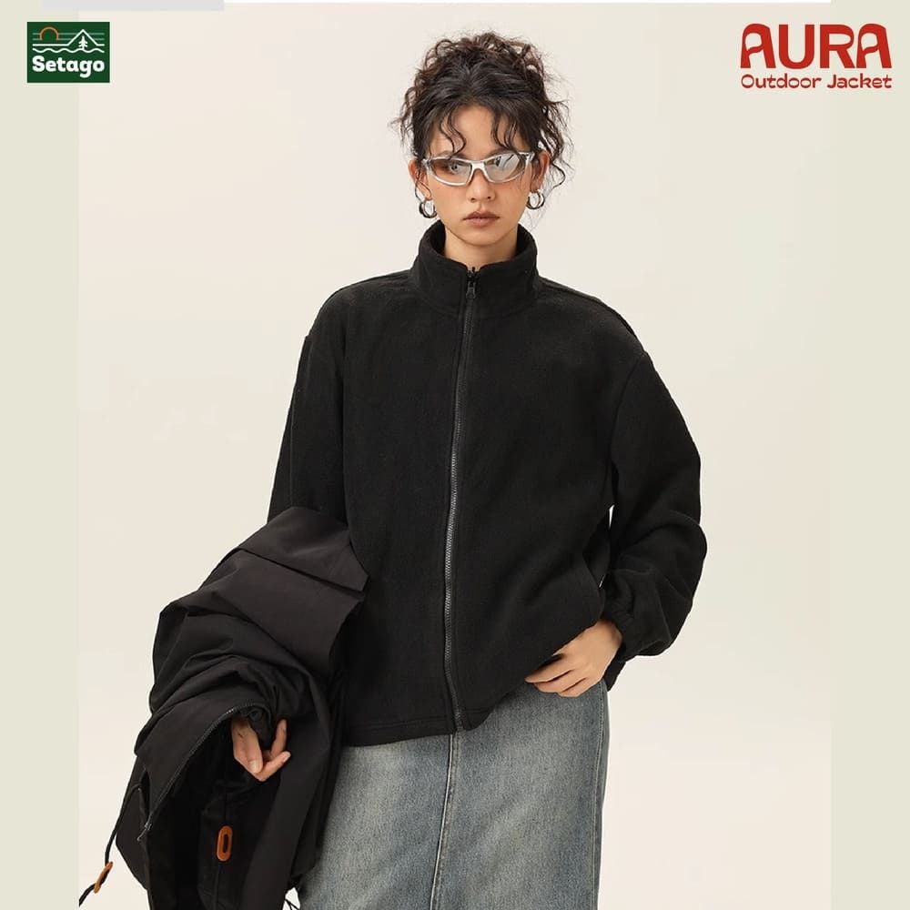 Áo khoác dã ngoại Aura - dáng oversize năng động với cổ cao giúp chống gió, chống thấm nước, chống nắng tối ưu