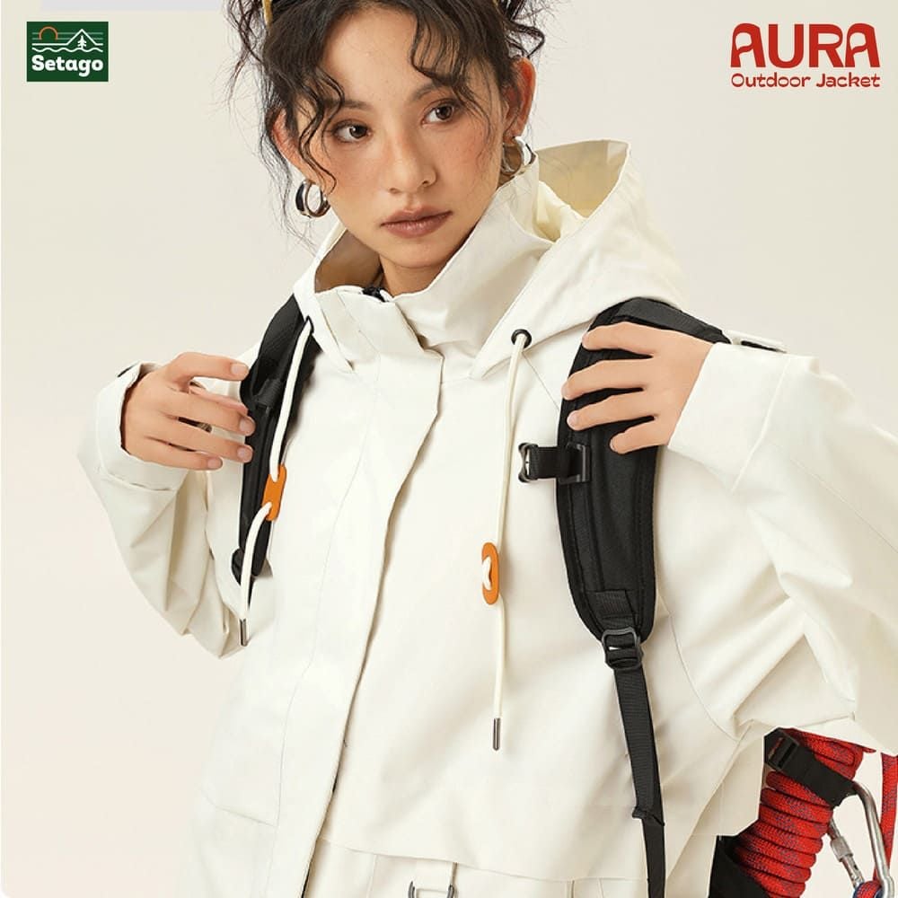 Áo khoác dã ngoại Aura - dáng oversize năng động với cổ cao giúp chống gió, chống thấm nước, chống nắng tối ưu