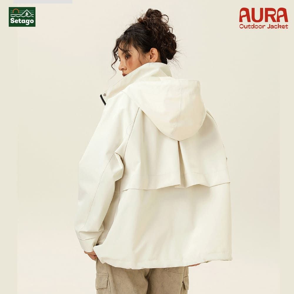 Áo khoác dã ngoại Aura - dáng oversize năng động với cổ cao giúp chống gió, chống thấm nước, chống nắng tối ưu