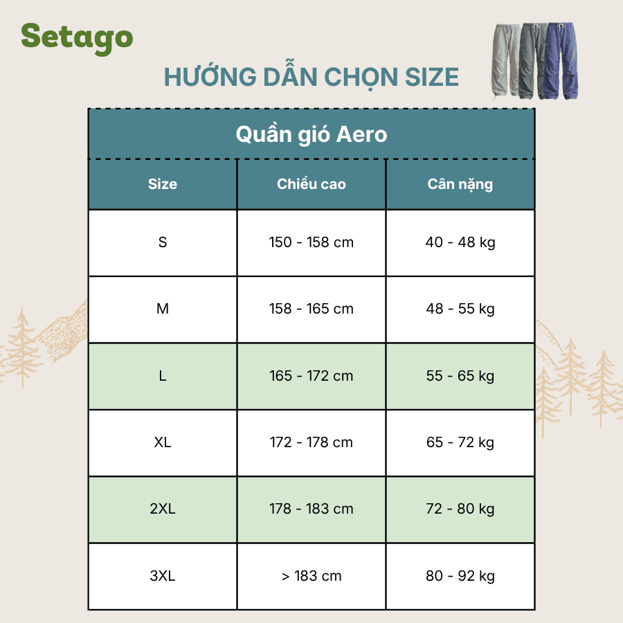 Quần gió Aero ống rộng chống nước nhanh khô