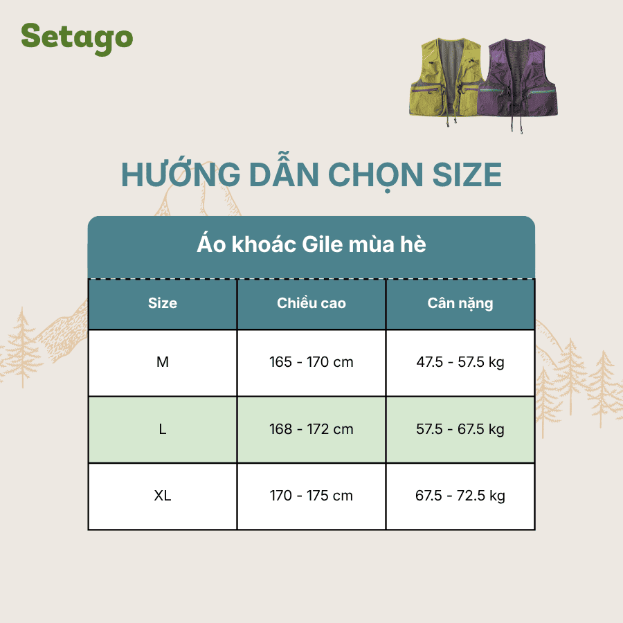 Áo khoác gile Setago Gobi mỏng nhẹ đa năng