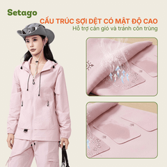Bộ quần short và áo khoác chống nắng Macca chất liệu lụa băng thoáng mát