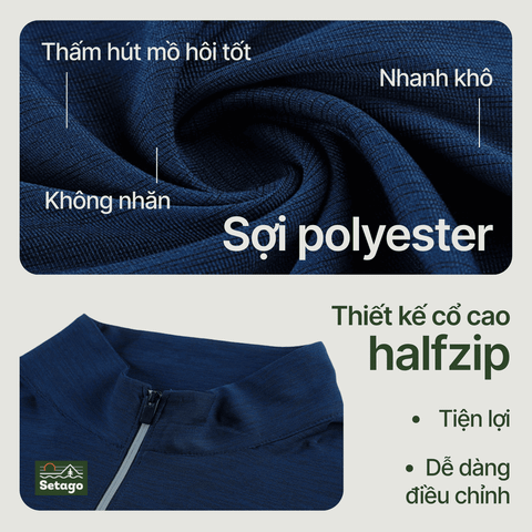 Áo Halfzip Ventra mùa hè Nam - Nhẹ , thoáng khí, mau khô