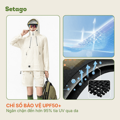 Bộ quần short và áo khoác chống nắng Macca chất liệu lụa băng thoáng mát