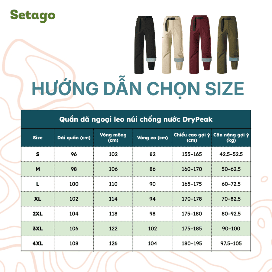 Quần dã ngoại leo núi chống nước DryPeak - Chống nước, khô ráo ở mọi cao dộ