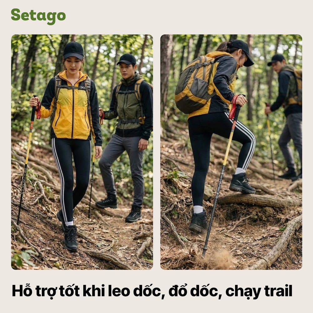 Gậy chạy trail Contoose T800 sợi carbon siêu nhẹ