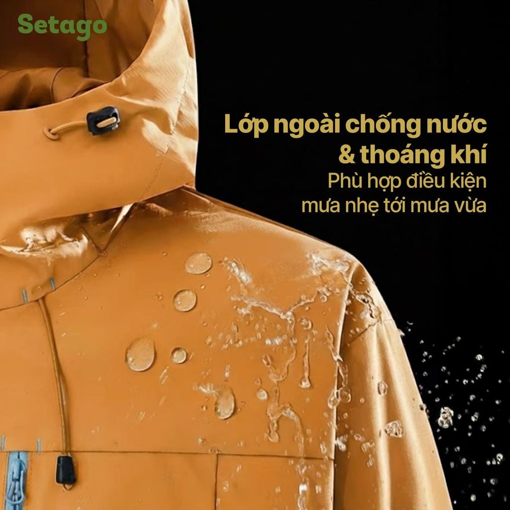 Áo khoác leo núi Nordic Pro – 2 lớp tách rời chống nước, cản gió & lót nỉ ô vuông