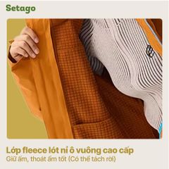 Áo khoác leo núi Nordic Pro – 2 lớp tách rời chống nước, cản gió & lót nỉ ô vuông