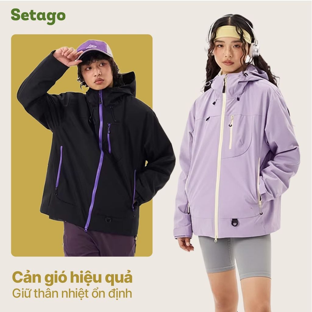 Áo khoác leo núi Nordic Pro – 2 lớp tách rời chống nước, cản gió & lót nỉ ô vuông