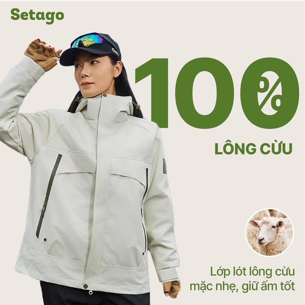 Áo khoác phao dã ngoại lông cừu kháng nước gọn nhẹ Stormer