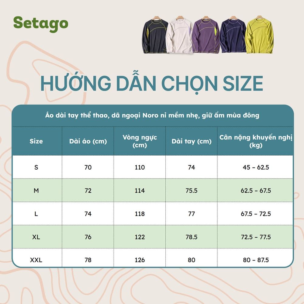 Áo dài tay thể thao, dã ngoại Noro nỉ mềm nhẹ, giữ ấm mùa đông