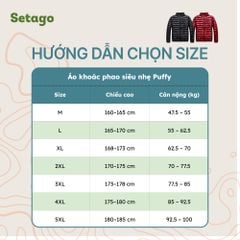 Áo khoác phao Puffy Setago siêu nhẹ 200g