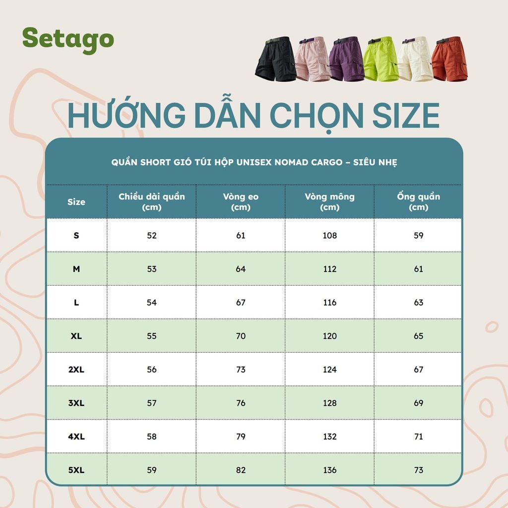 Quần short gió túi hộp unisex Nomad Cargo siêu nhẹ nhanh khô dã ngoại