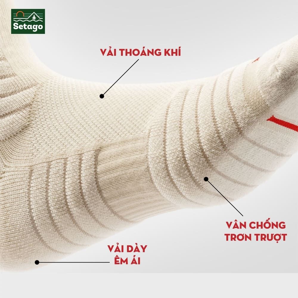 Tất thể thao chống trượt Setago Dri-fit co giãn thoáng khí cho leo núi và dã ngoại