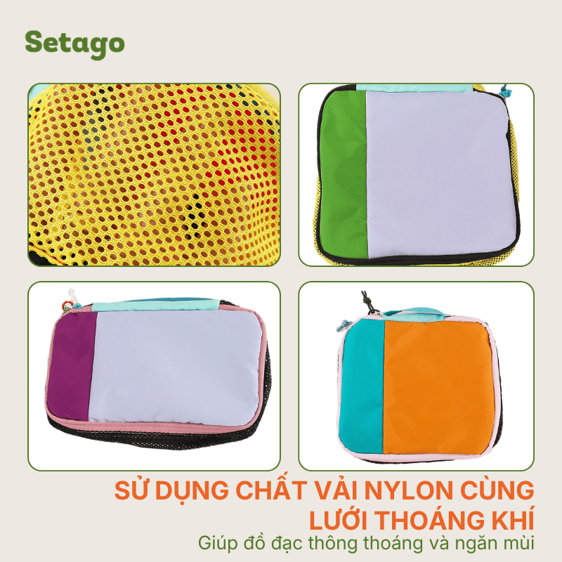 Bộ 3 túi xếp đồ vali du lịch, công tác Dopamin màu sắc nổi bật, tiện lợi, gọn nhẹ