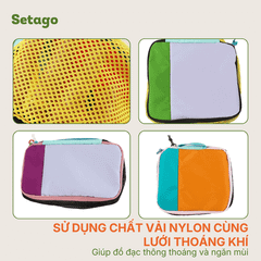 Bộ 3 túi xếp đồ vali du lịch, công tác Dopamin màu sắc nổi bật, tiện lợi, gọn nhẹ