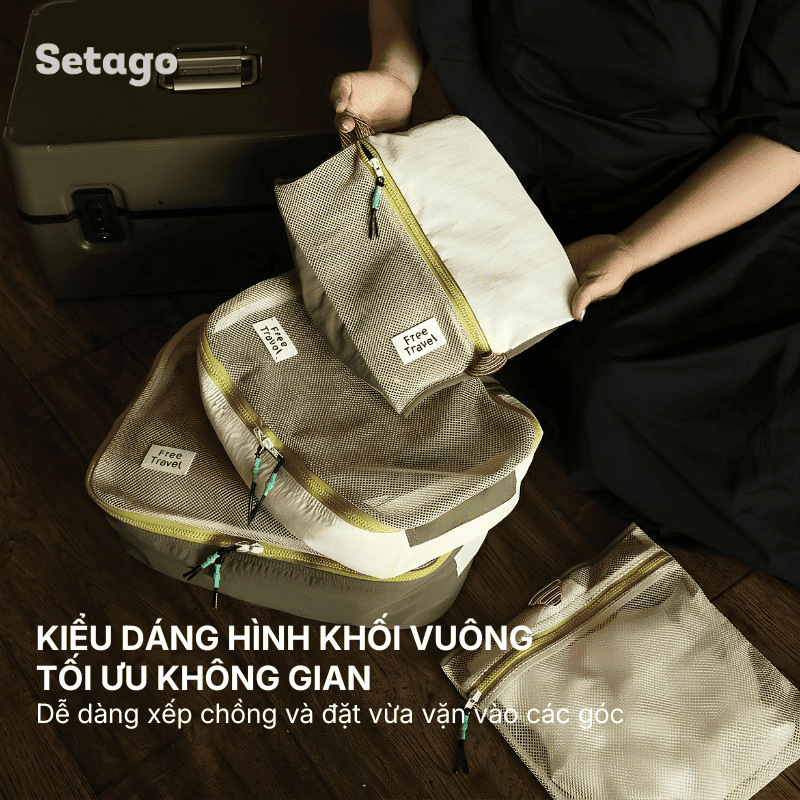 Bộ 4 túi xếp đồ vali du lịch, công tác Free Travel thiết kế cá tính, tiện lợi, gọn nhẹ, chất liệu cao cấp