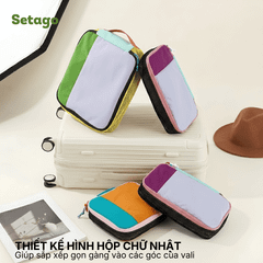Bộ 3 túi xếp đồ vali du lịch, công tác Dopamin màu sắc nổi bật, tiện lợi, gọn nhẹ
