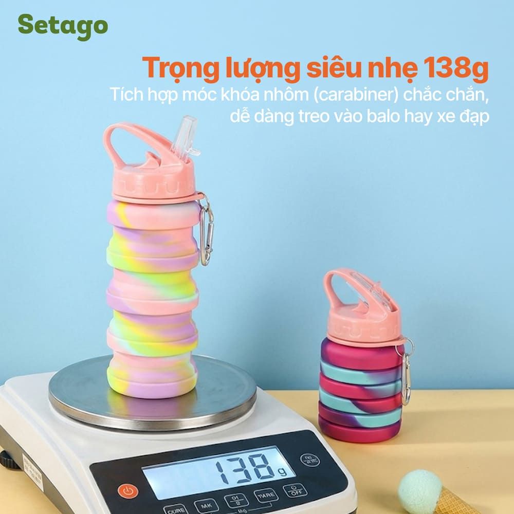 Bình nước thể thao, du lịch gấp gọn Telec cá tính, đa năng, tiện lợi