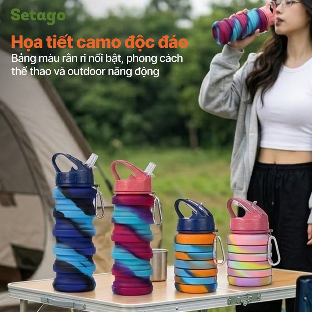 Bình nước thể thao, du lịch gấp gọn Telec cá tính, đa năng, tiện lợi