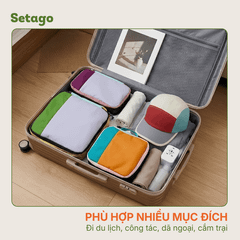 Bộ 3 túi xếp đồ vali du lịch, công tác Dopamin màu sắc nổi bật, tiện lợi, gọn nhẹ