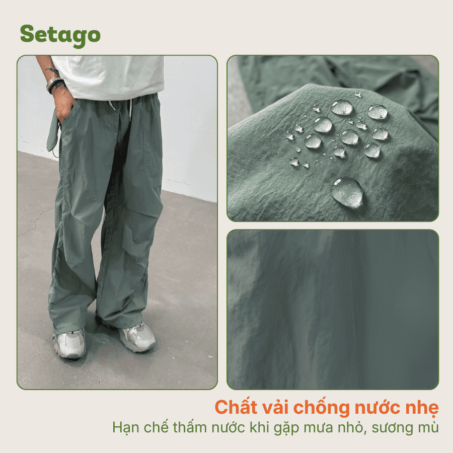 Quần gió Aero ống rộng chống nước nhanh khô